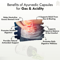 Ayurvedic Capsules for Gas & Acidity Relief – Advanced Ayurvedic Formula with 100% Natural Extracts for Gas Relief, Acid Balance & Digestive Support