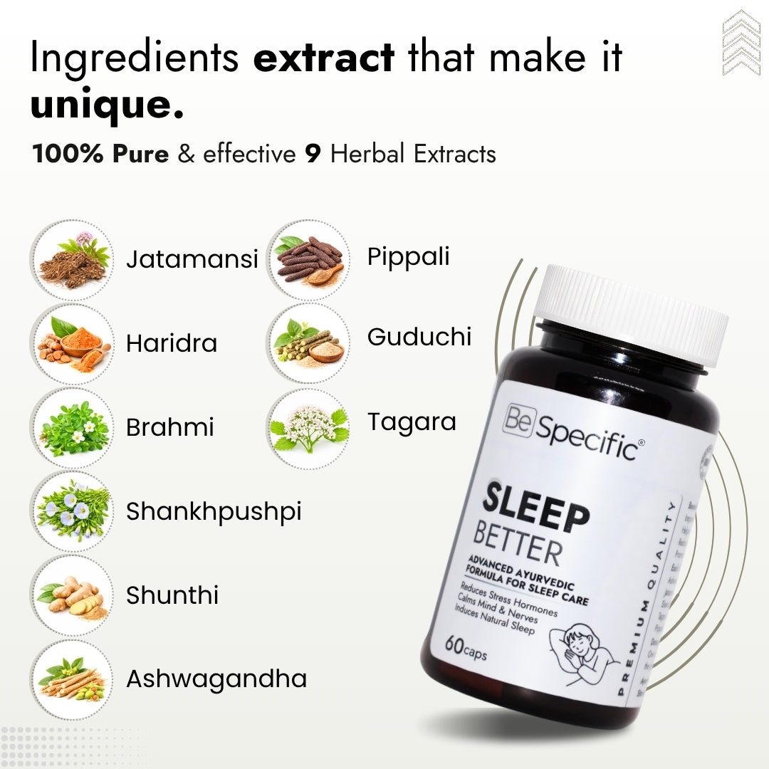 Ayurvedic Sleep Better Capsules – Advanced Ayurvedic Formula with 100% Natural Extracts for Deep Sleep, Insomnia & Anxiety Relief