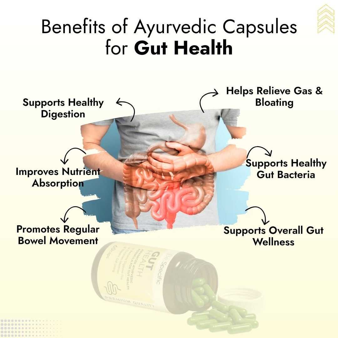 Ayurvedic Capsules for Gut Health | 100% Natural Herbal Extracts for Digestion, Gut Balance, Gas & Acidity Relief