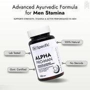 Alpha Pro-Man – Advanced Ayurvedic Formula for Men Stamina, Power & Vitality | Improves Timing & Endurance | Natural Energy Booster for Men | 60 Capsules