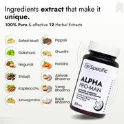 Alpha Pro-Man – Advanced Ayurvedic Formula for Men Stamina, Power & Vitality | Improves Timing & Endurance | Natural Energy Booster for Men | 60 Capsules