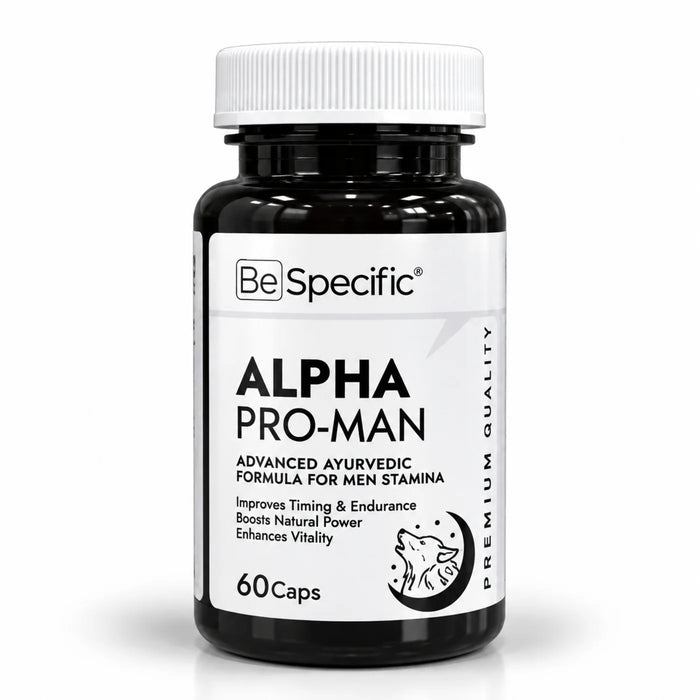 Alpha Pro-Man – Advanced Ayurvedic Formula for Men Stamina, Power & Vitality | Improves Timing & Endurance | Natural Energy Booster for Men | 60 Capsules